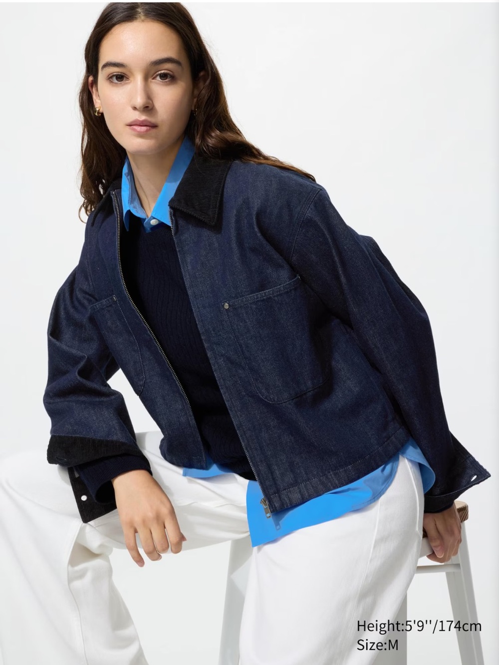 Uniqlo Zip Up Short Jacket - Denim